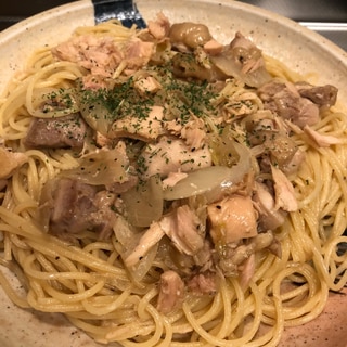 マヨネーズがミソ♪鶏肉とツナの和風パスタ^_^